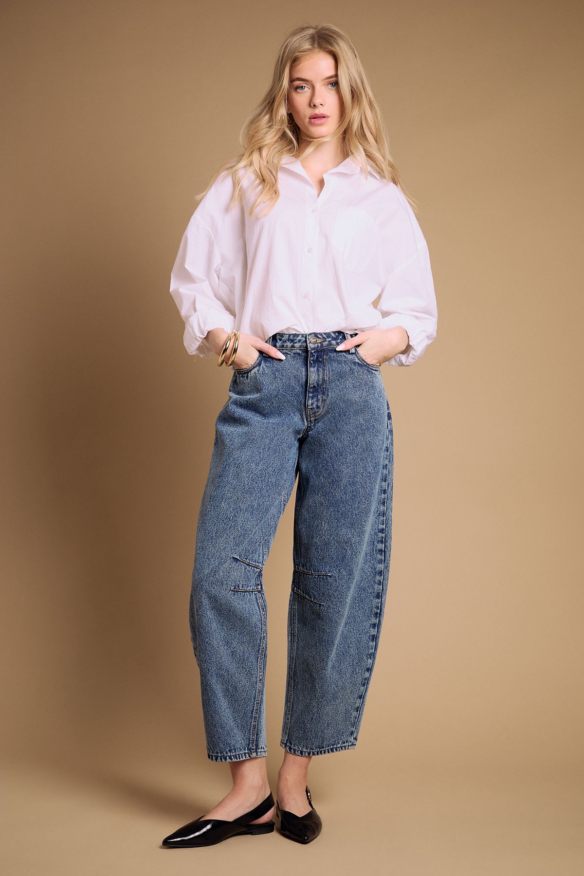 Oasis Sandy Faux Patent Leather Pointed Slingback Buckle Flat Shoes True Black image 2