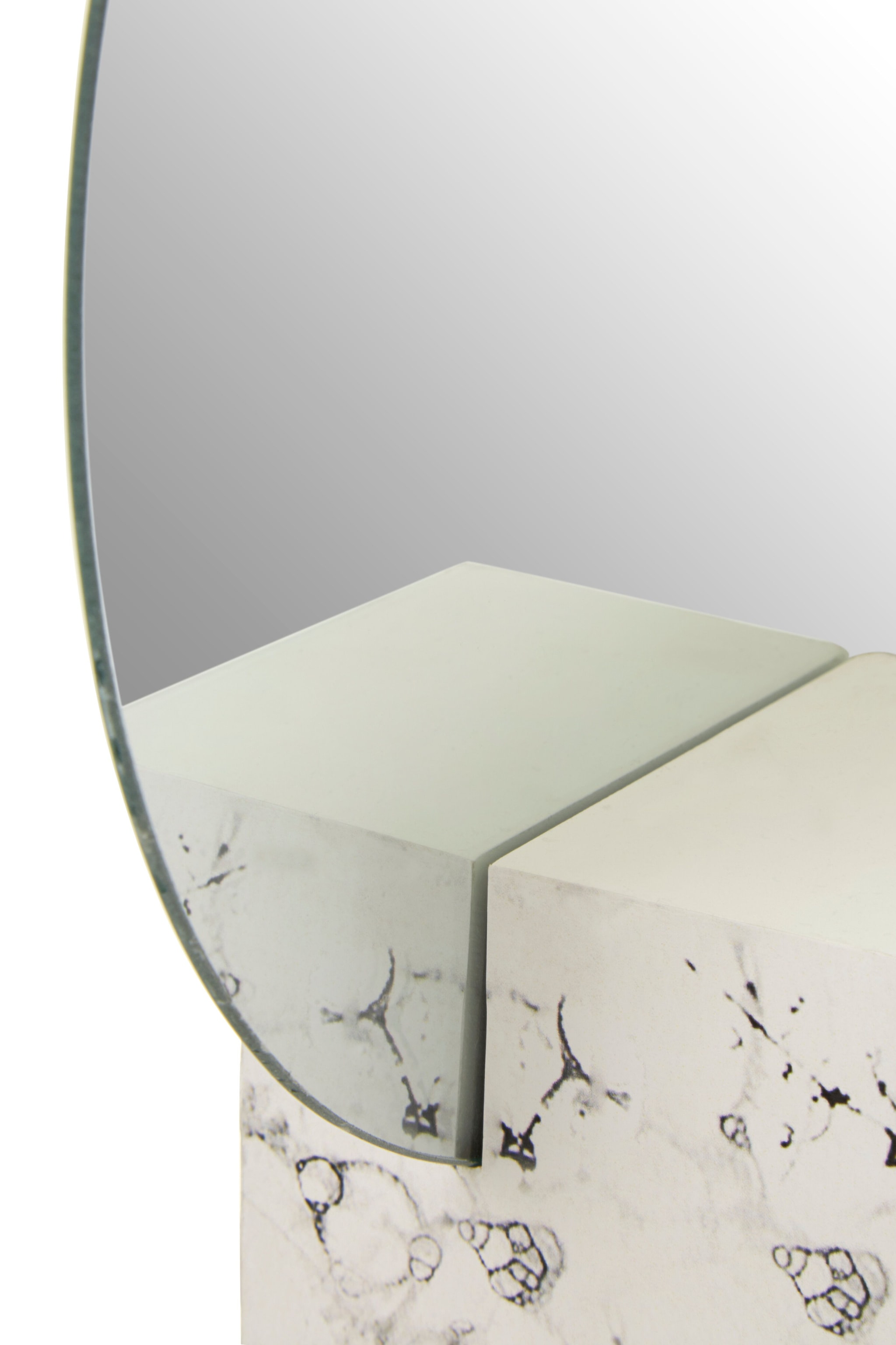 Orsina Round Mirror, Unique White Marble Base, Minimalist Wall Mirror, Compact Design, Ideal for Modern Spaces image 4
