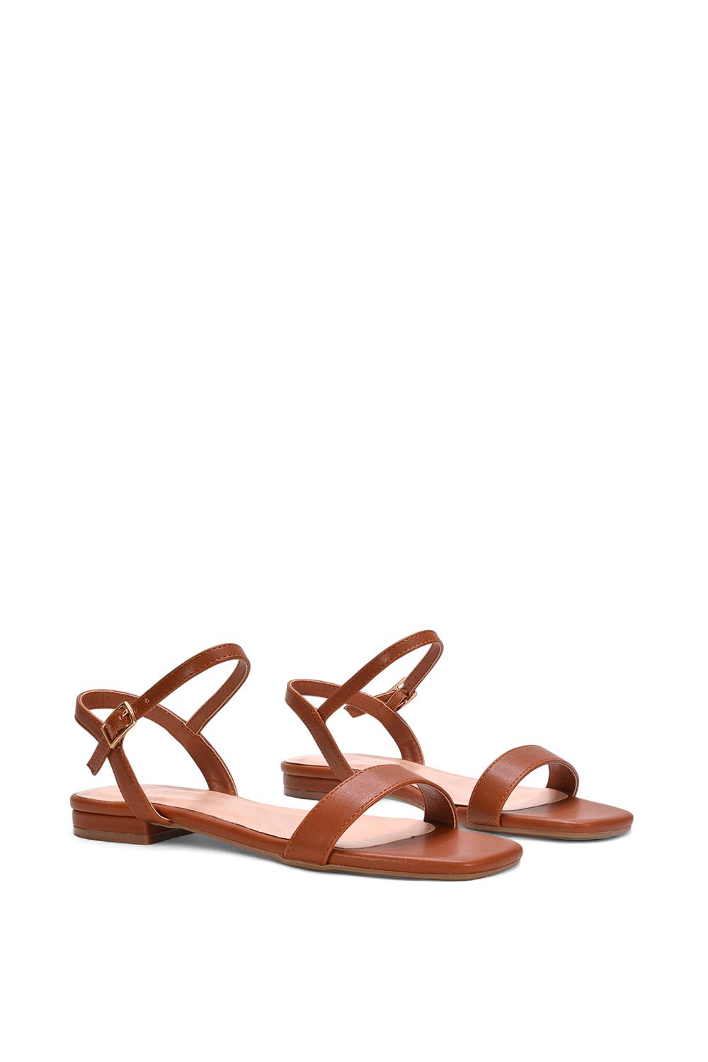 XY London 'Hallie' Open Toe Flat Strappy Sandals With Ankle Strap image 4