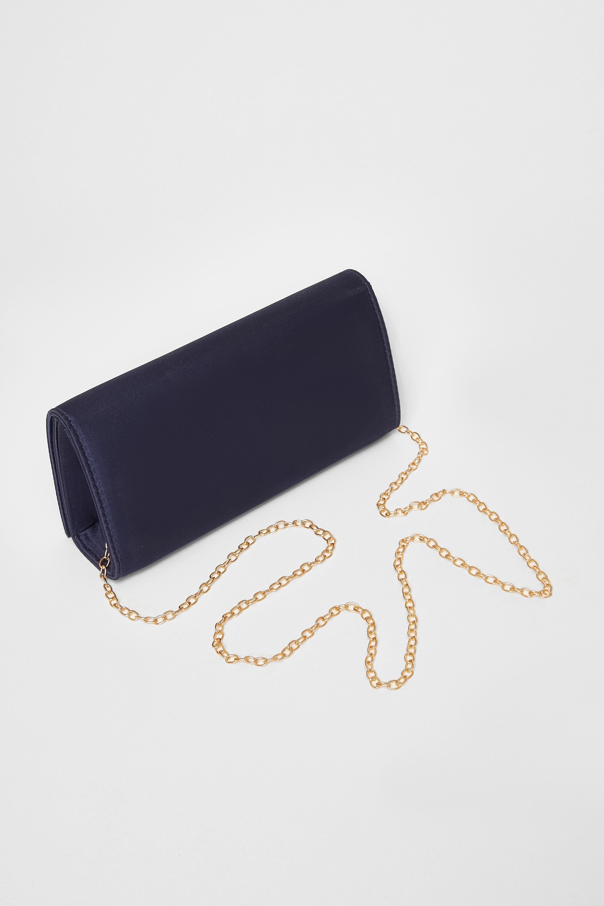 Quiz Navy Satin Long Clutch Bag image 4