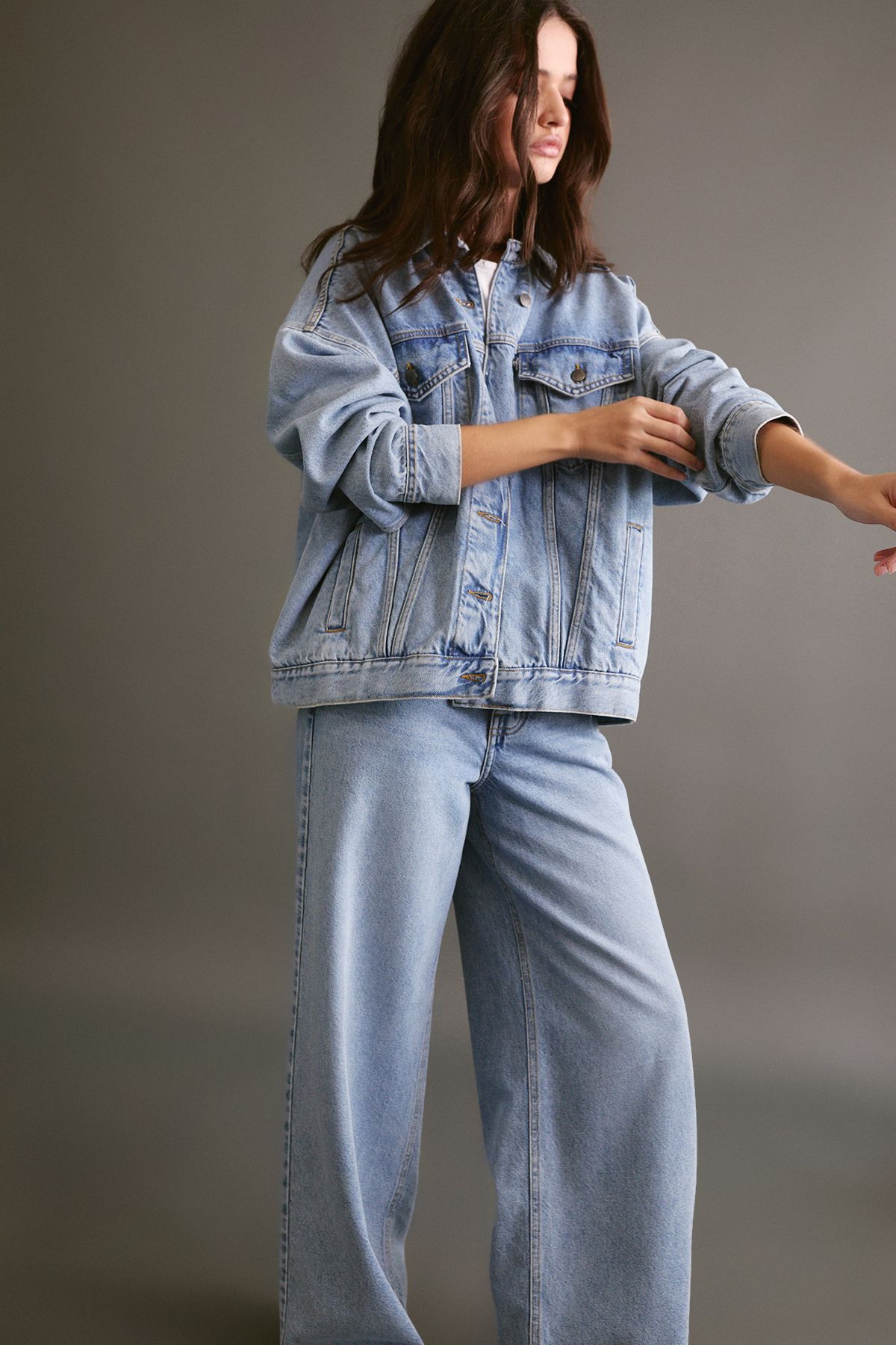 NastyGal The Oversized Denim Jacket Vintage Wash image 3