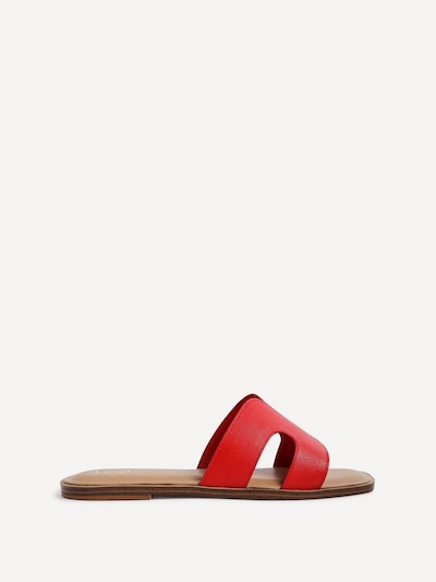 Linzi Petra Red Faux Leather Link Design Flat Sandal