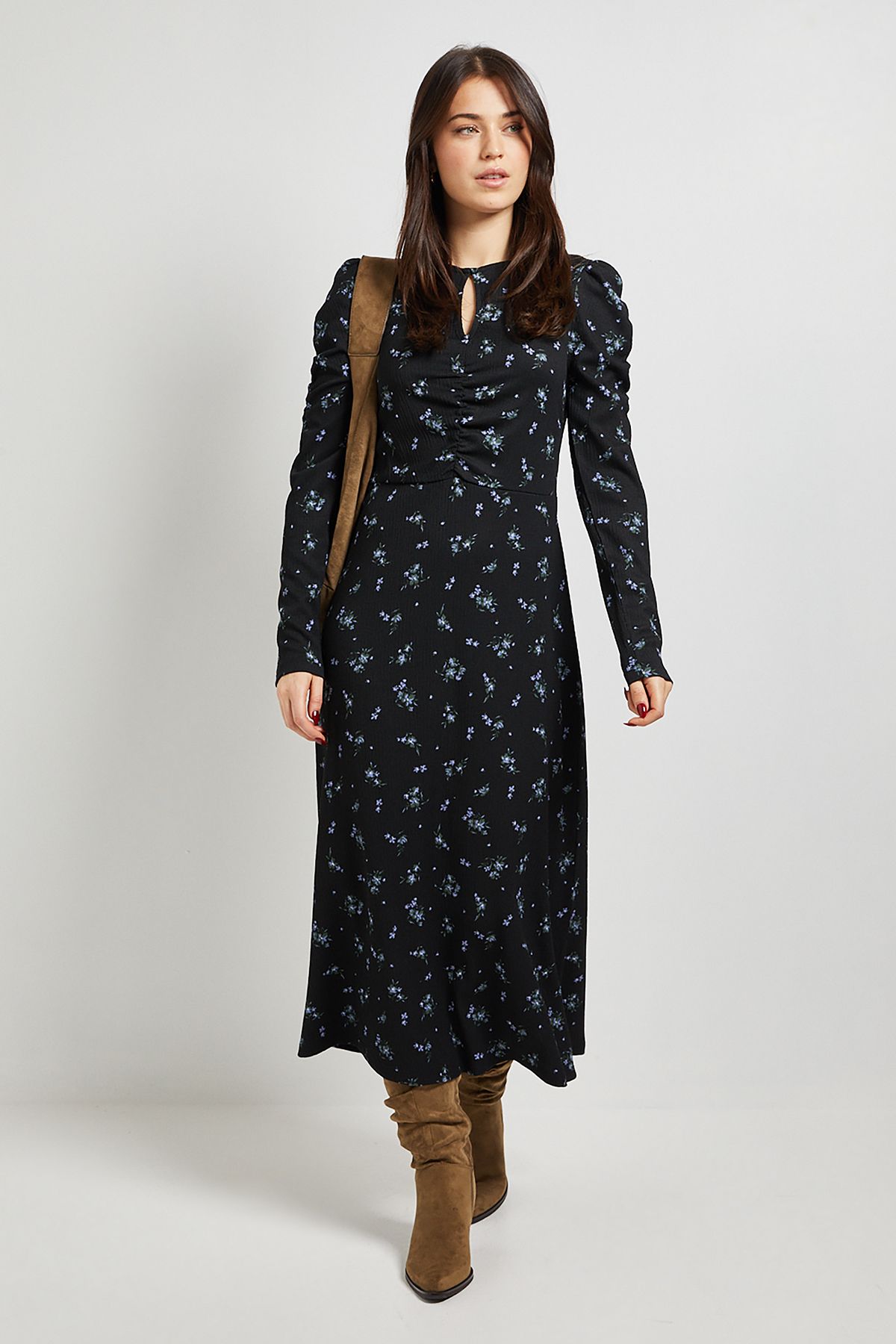 Dorothy Perkins Floral Keyhole Midi Dress Floral