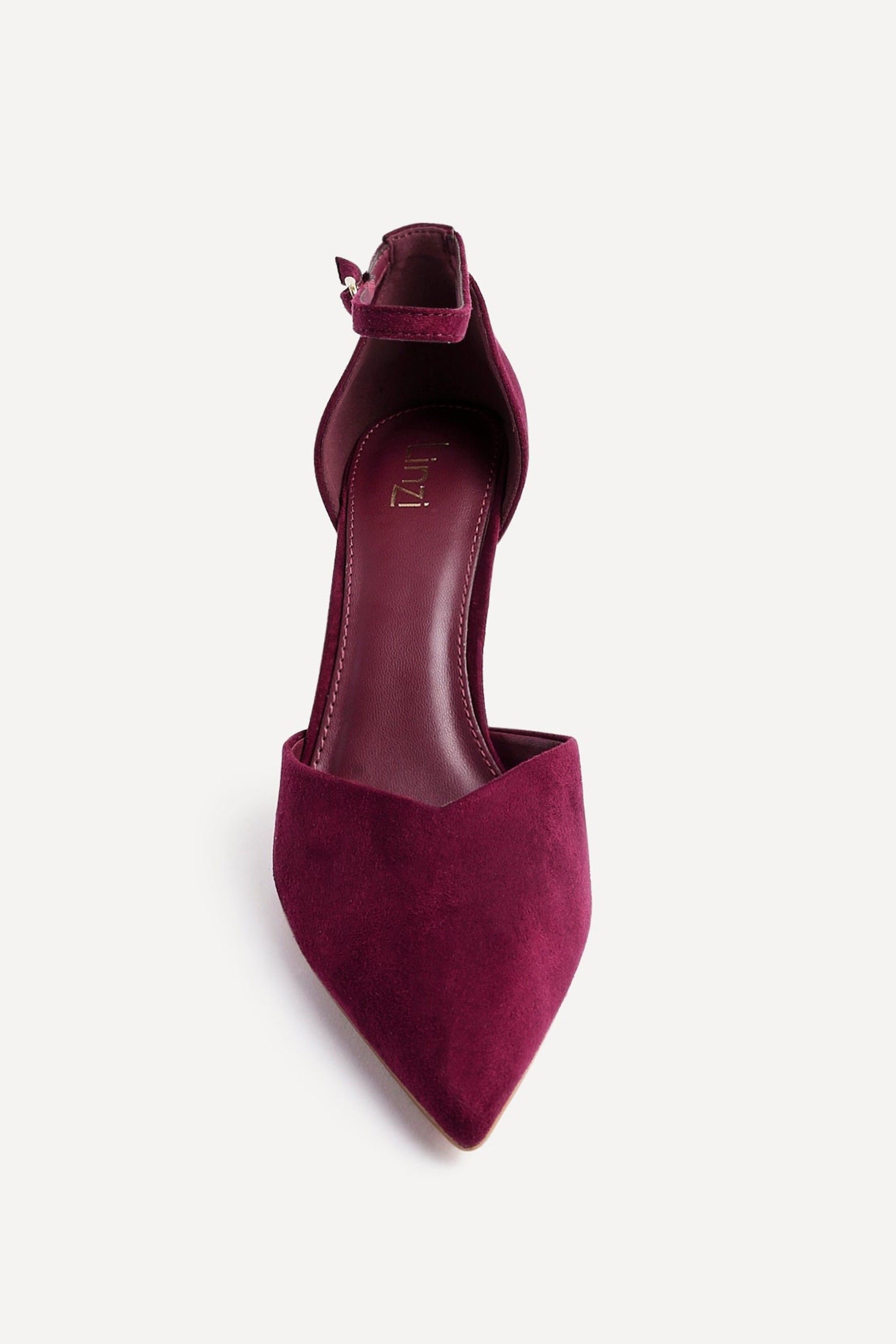 Linzi Moira Burgundy Faux Suede V Cut Court Heel image 4