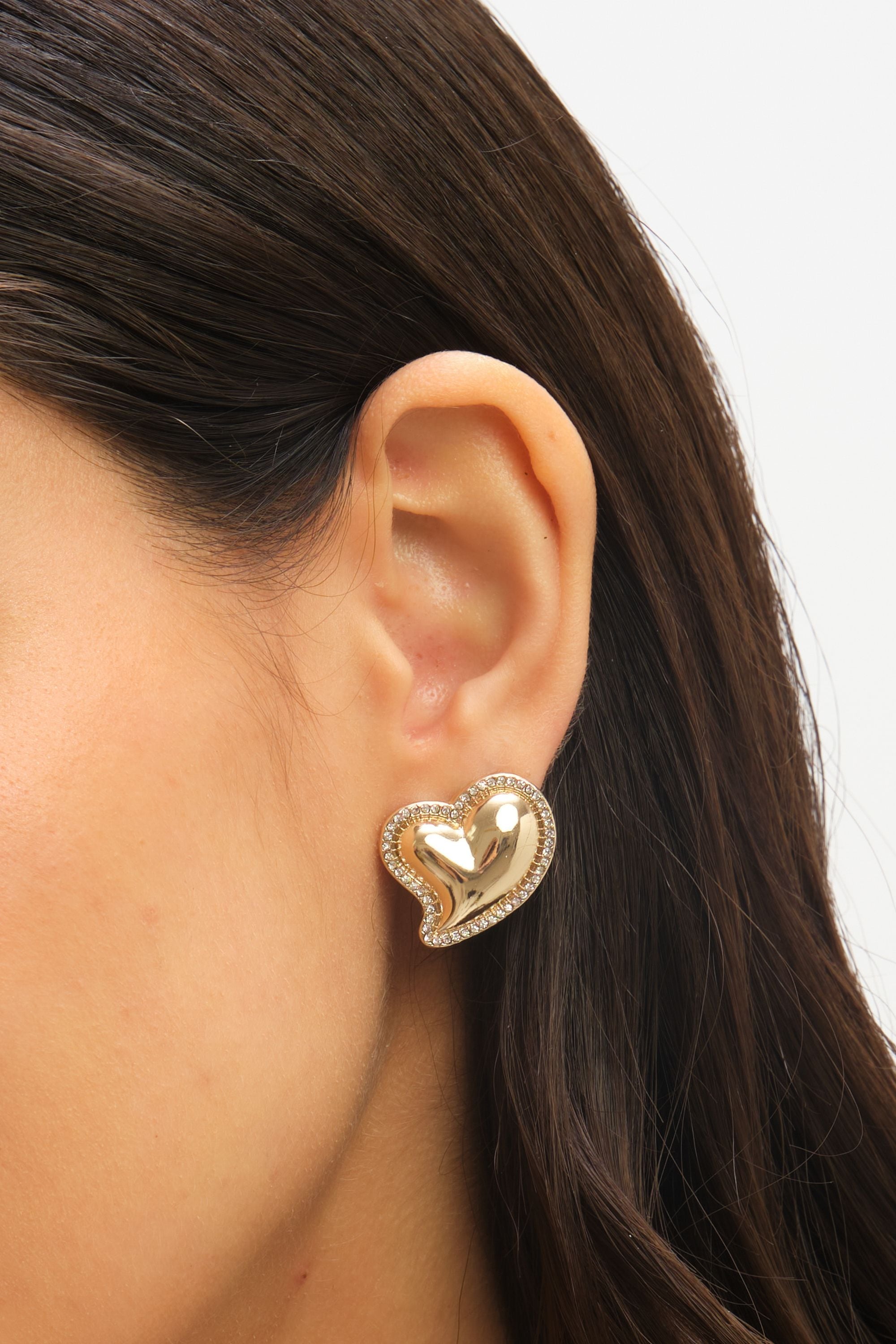 Jon Richard Puff Heart And Cubic Zirconia Stud Earrings image 4