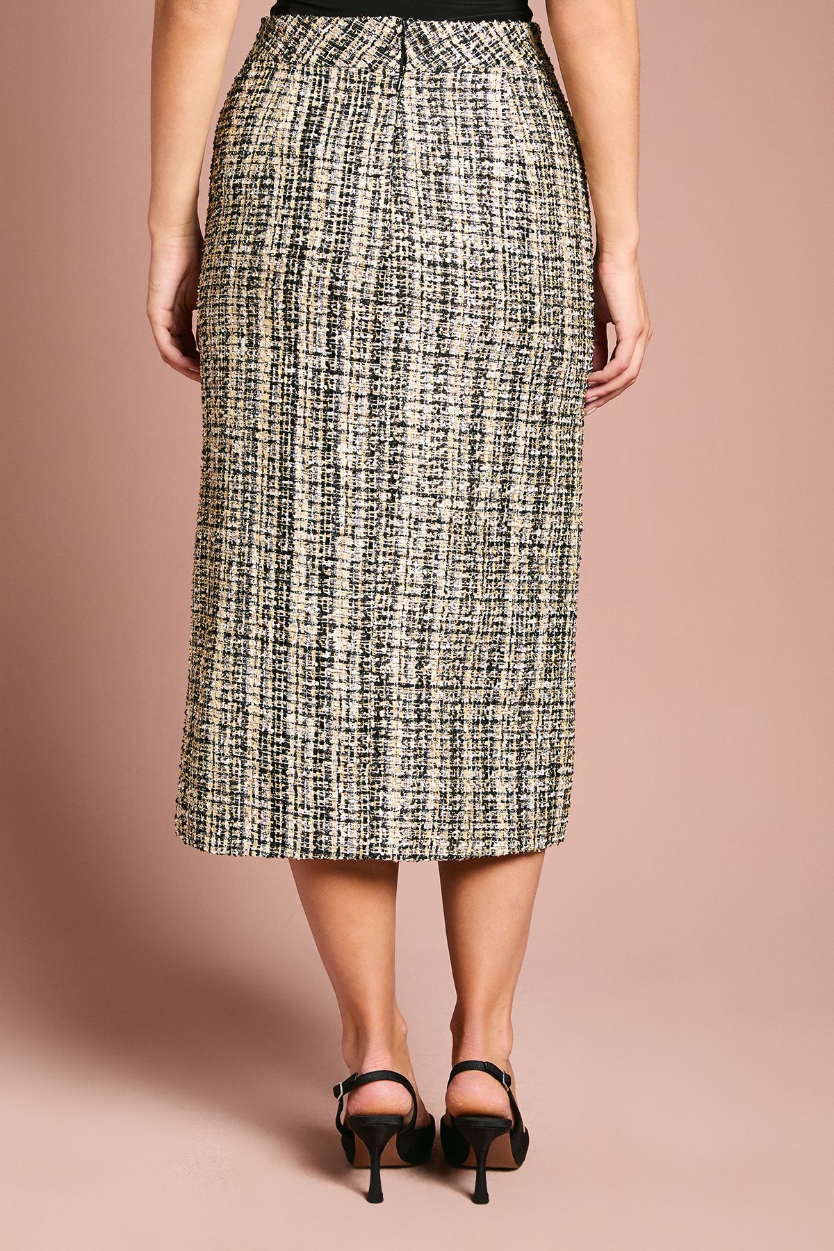 Coast Sequin Tweed Midi Skirt Mono image 4