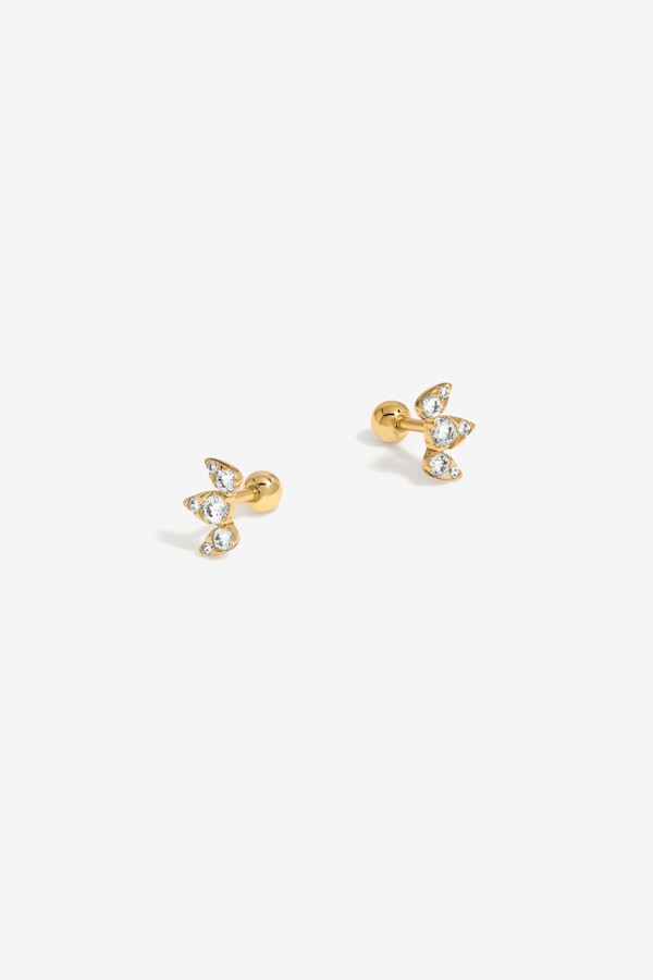 Inicio Gold Plated Mini Crystal Tri Stone Earrings - Gift Pouch