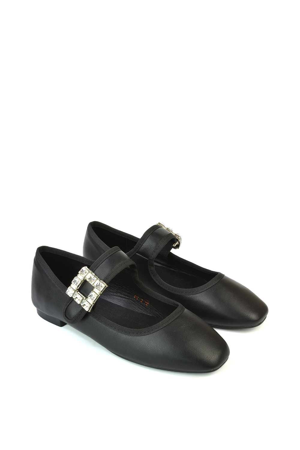 XY London 'Rhyse' Mary Jane Diamante Buckle Square Toe Pumps image 3