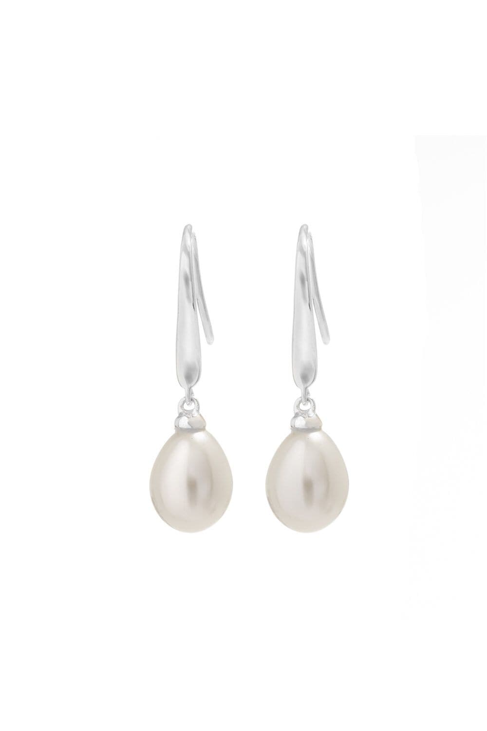 Simply Silver Sterling Silver 925 with Freshwater Pearl Sleek Drop Earrings image 1