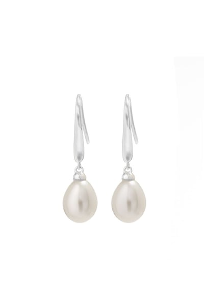 Simply Silver Sterling Silver 925 with Freshwater Pearl Sleek Drop Earrings