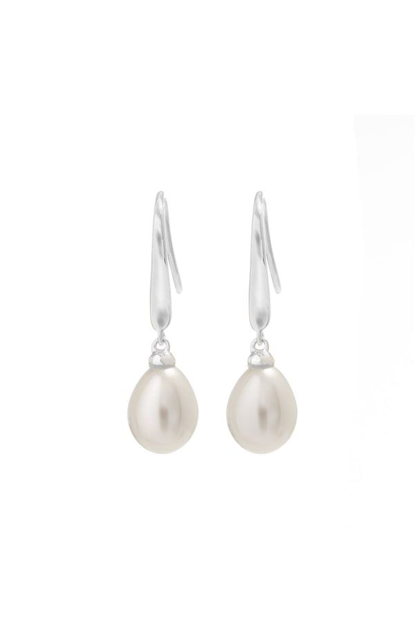 Simply Silver Sterling Silver 925 with Freshwater Pearl Sleek Drop Earrings