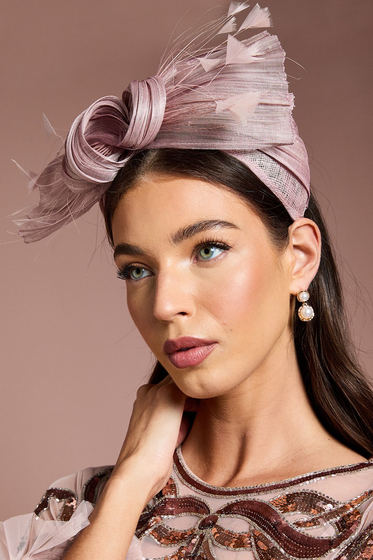 Coast Lisa Tan Bow Detail Fascinator Blush image 2