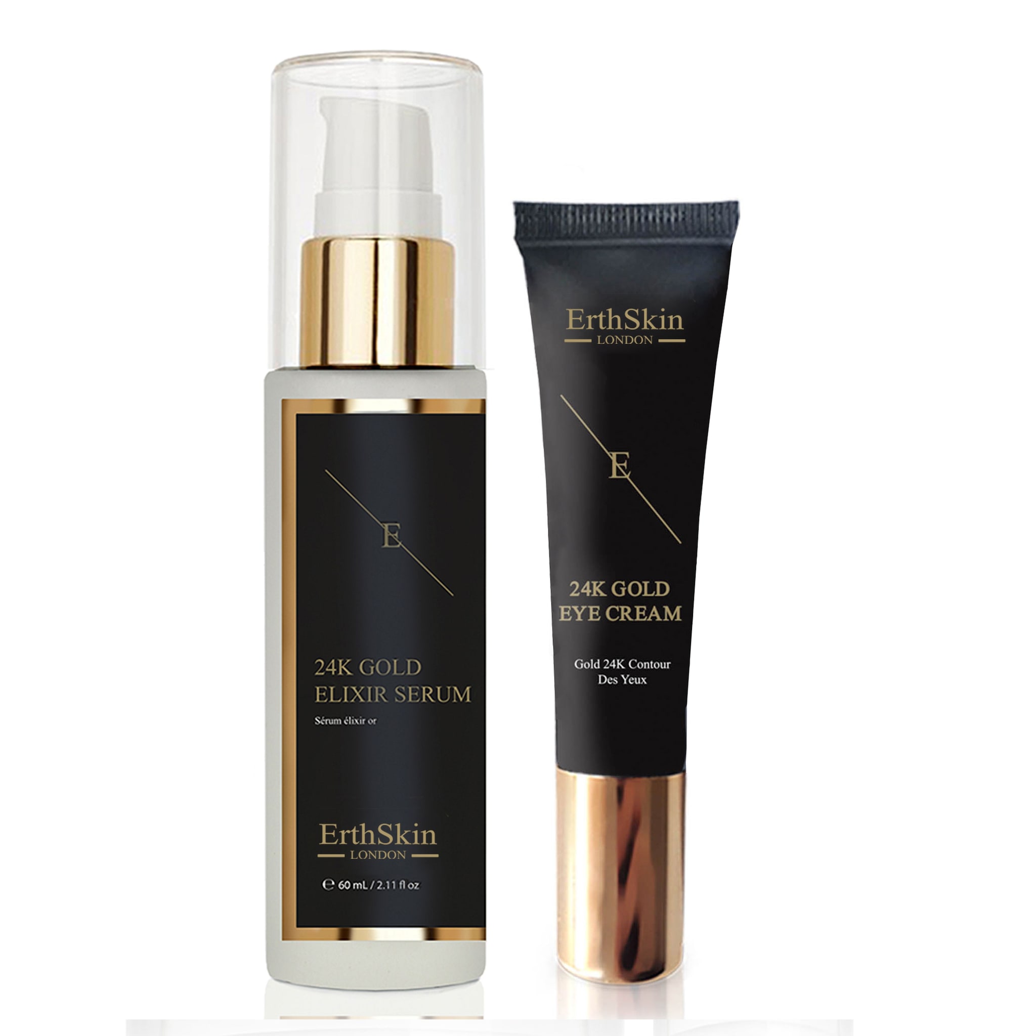 Erth Skin London Anti-Wrinkle Elixir Serum 24k Gold + Under Eye Cream 24k Gold image 1