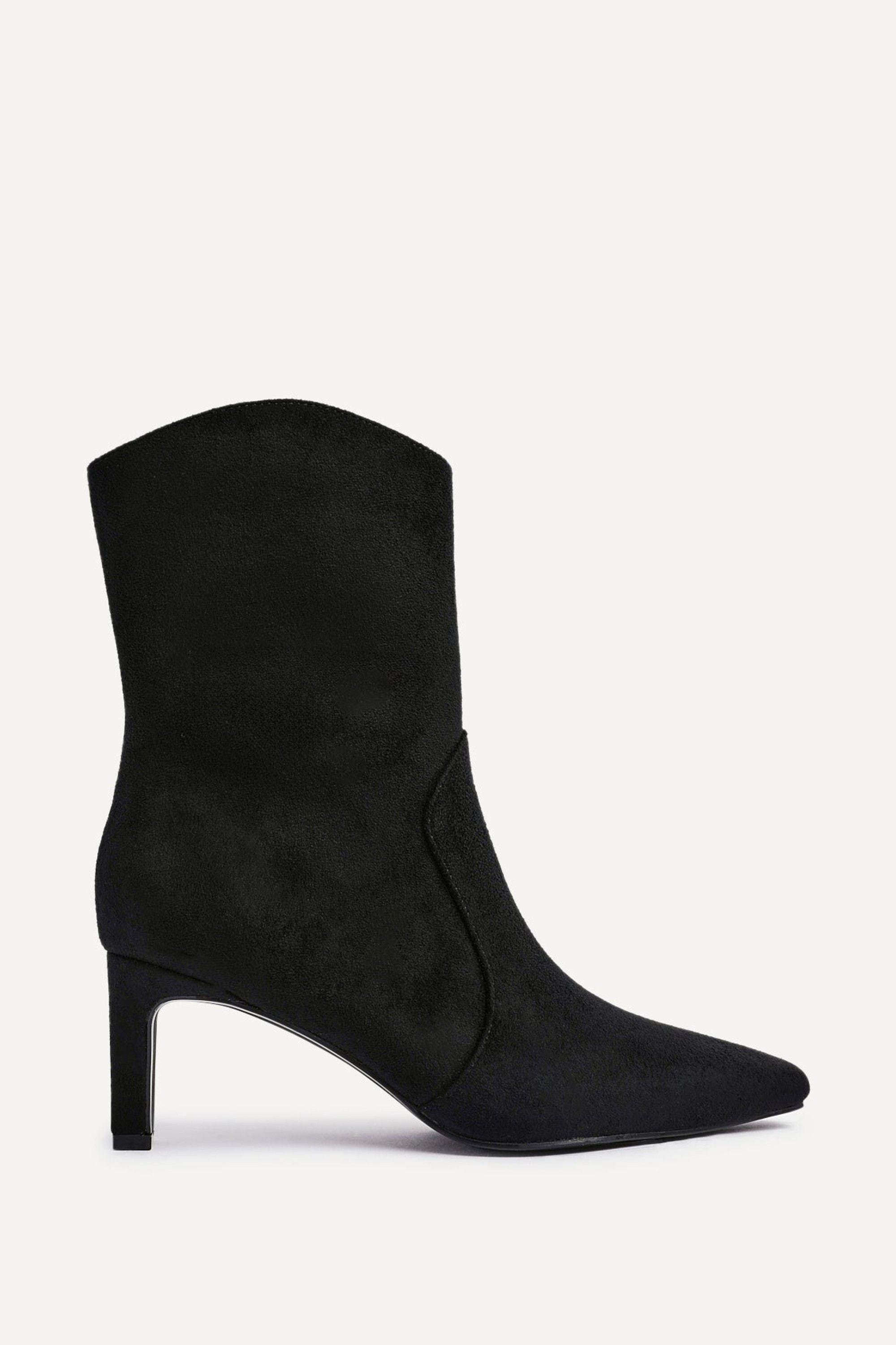Linzi Calabasas Black Faux Suede Western Inspired Heeled Boot