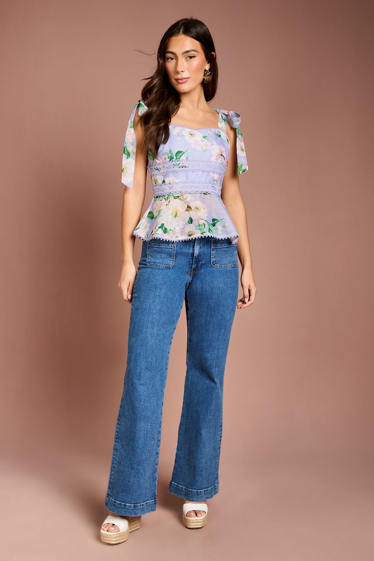 Coast Printed Bow Shoulder Top Lilac image 2