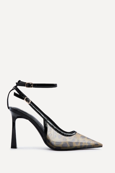 Linzi Louella Leopard Print Mesh Stiletto Court Heel