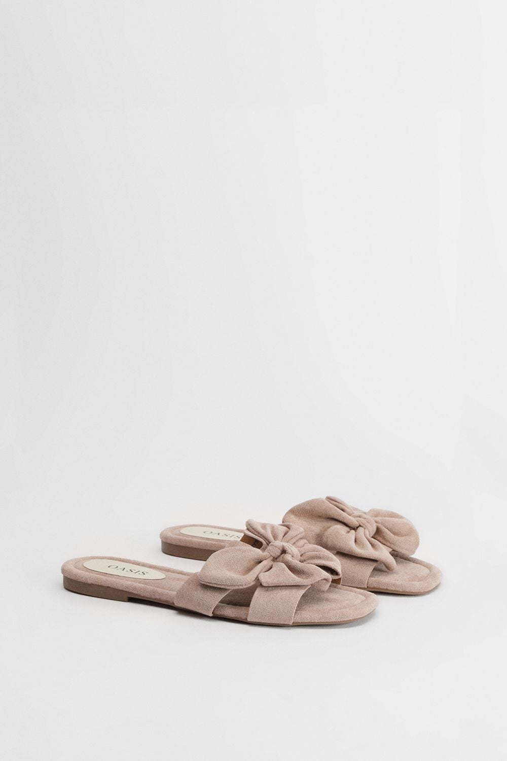 Oasis Freya Faux Suede Bow Detail Sliders Pink