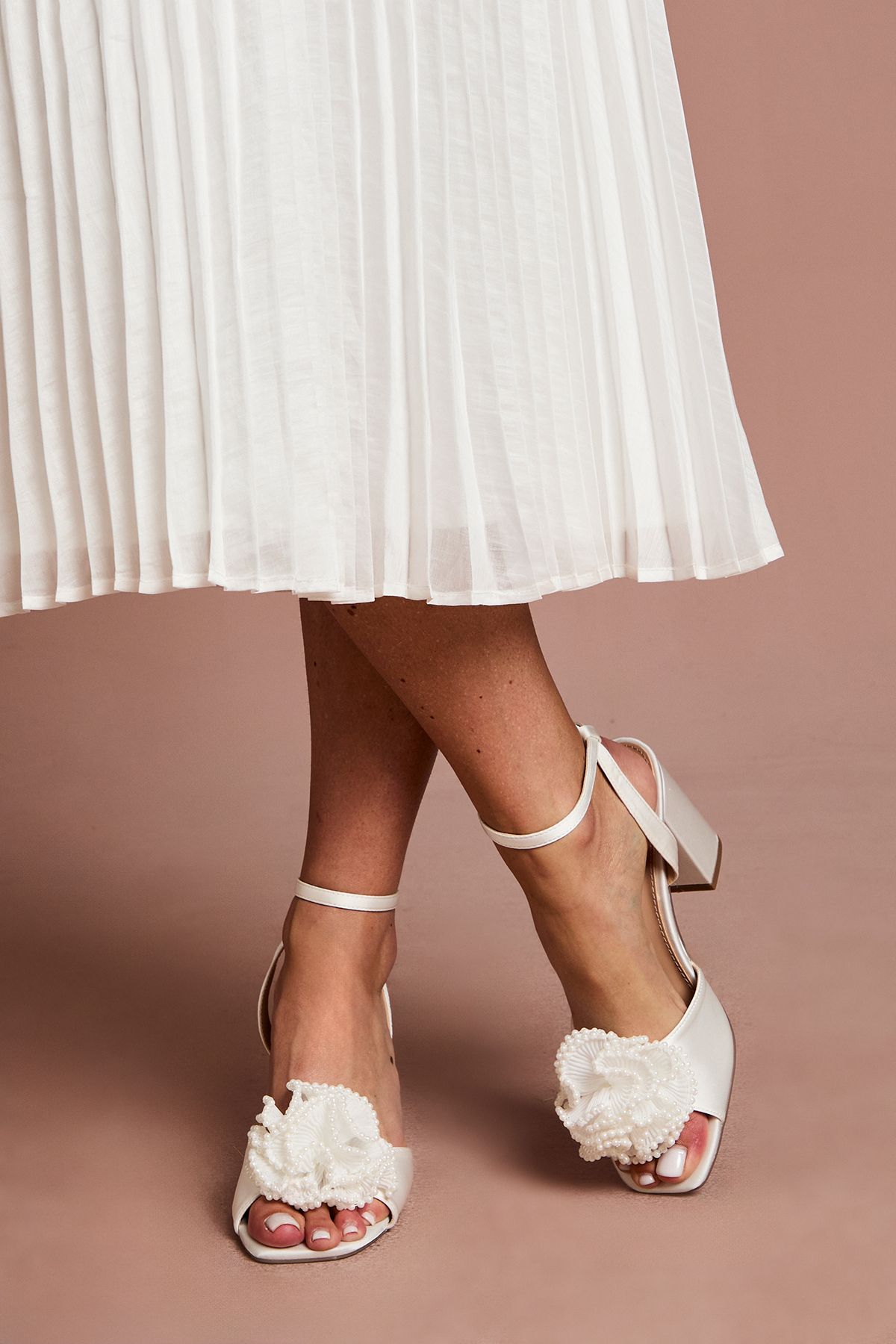 Coast Bridal Paloma Corsage Detail High Block Heeled Sandals White image 2