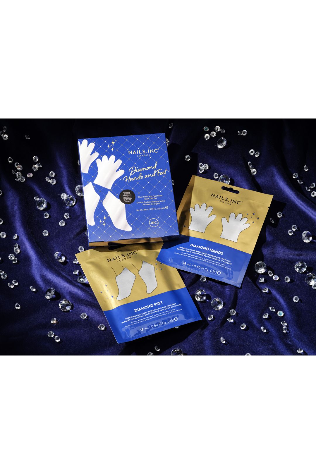Nails Inc Dripping in Diamonds Hands and Feet Mask Gift Set Multi image 2