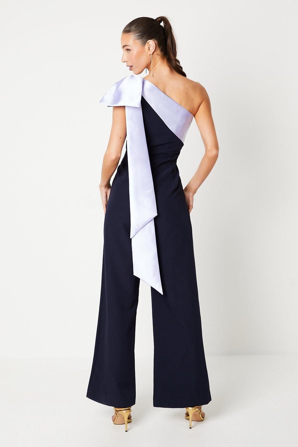 Coast Bow One Shoulder Jumpsuit Navy image 3