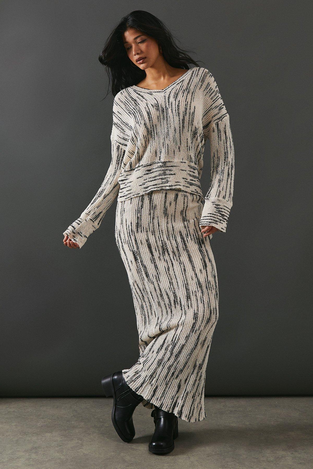 Warehouse Space Dye Off The Shoulder Jumper Ivory image 4