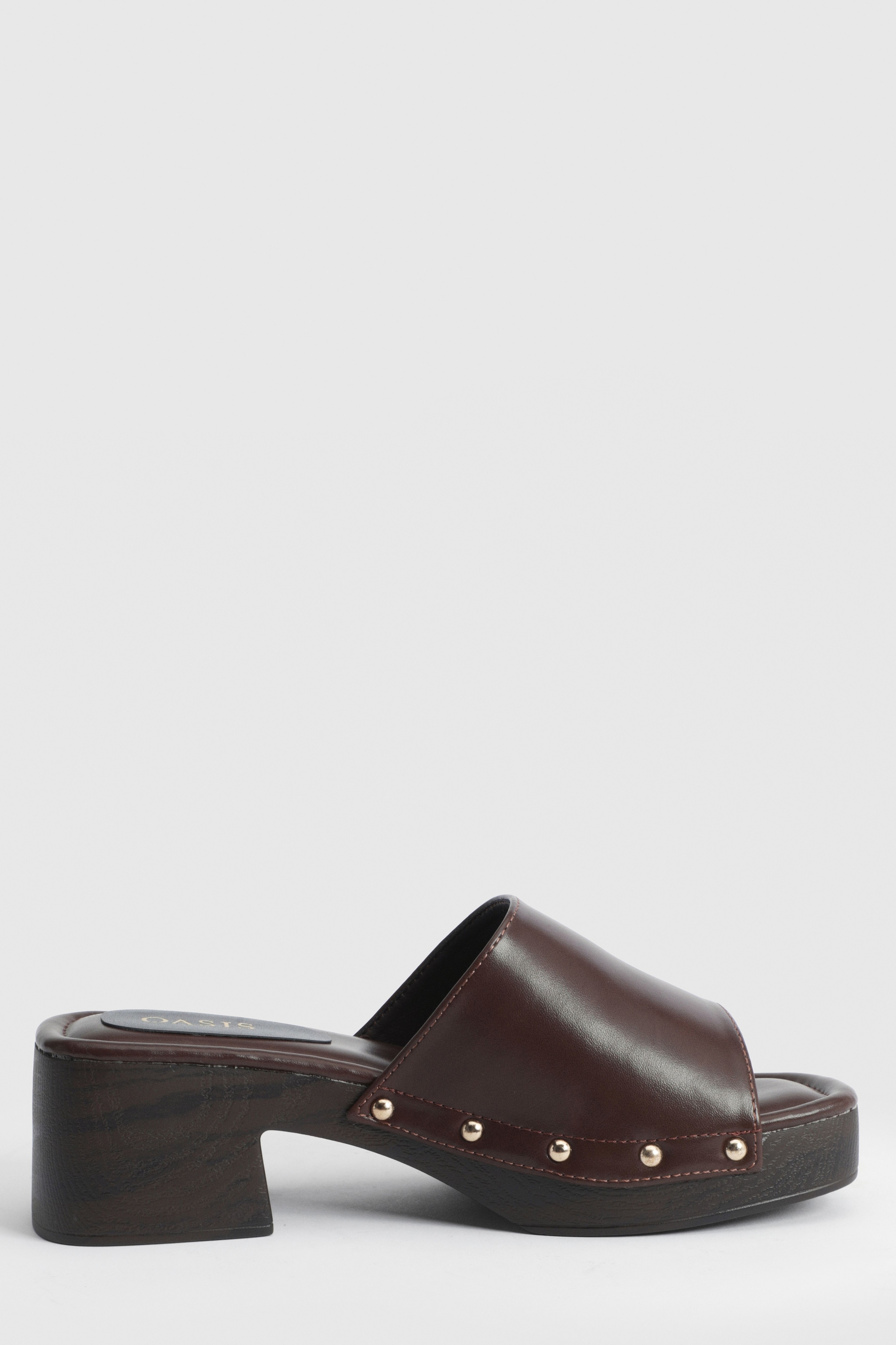 Oasis Peggy Faux Leather Clog Mules Brown