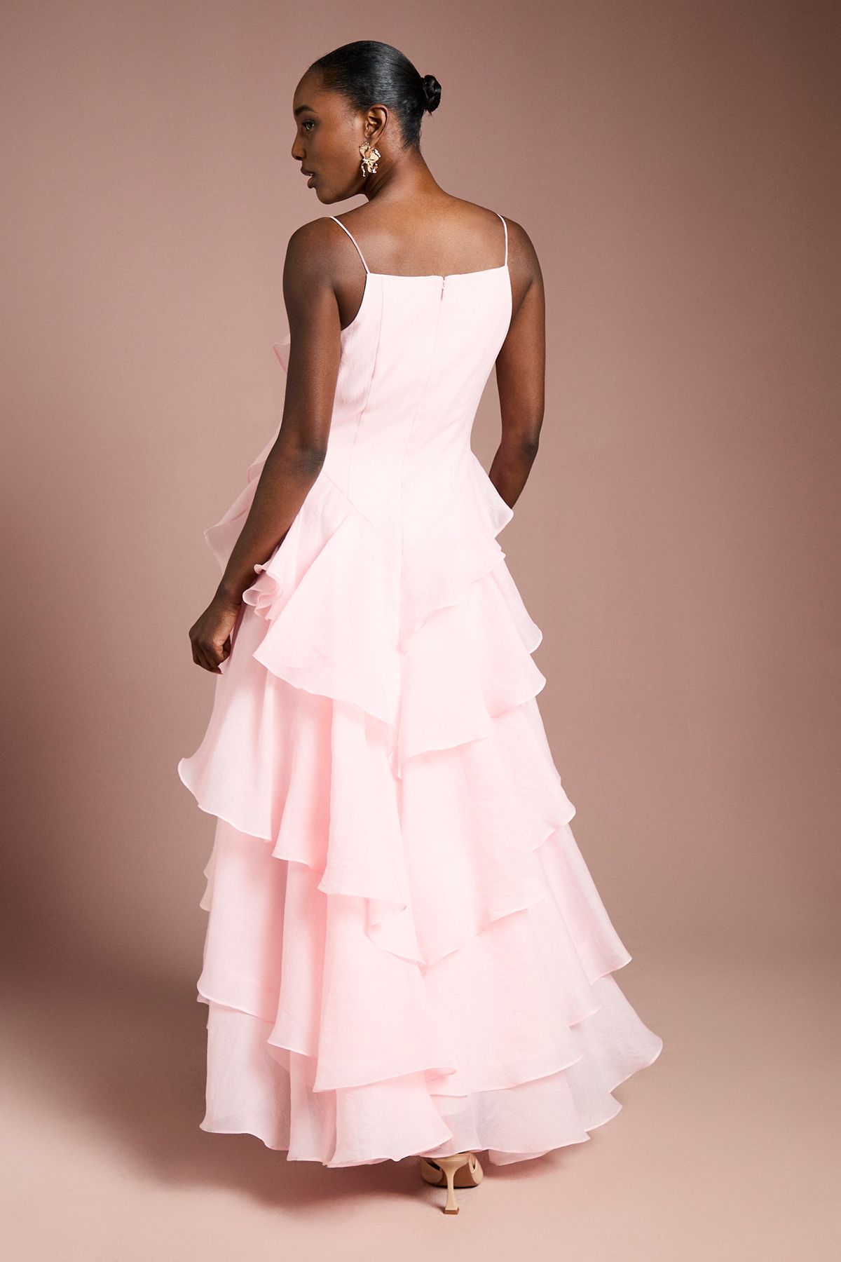 Coast 3D Organza Tiered Midaxi Dress Pink image 3