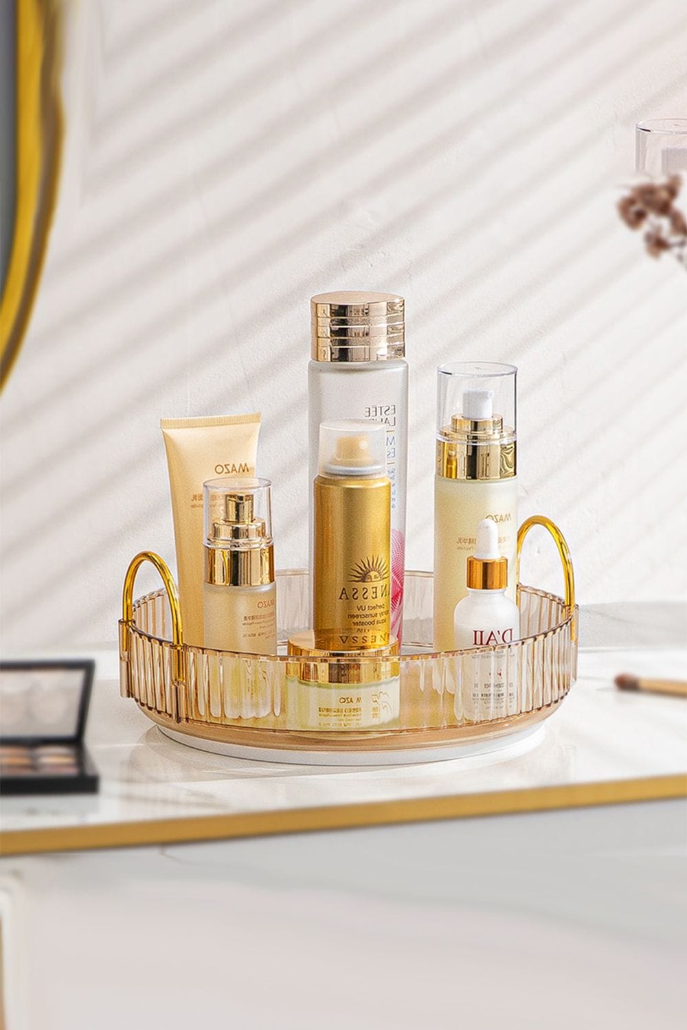 SHEONLY 360 Rotating Cosmetic Organizer Skincare Display Box, Bathroom Make Up Spinning Holder Rack, Multifunctional Box For Home Dormitory Office Bedroom image 2