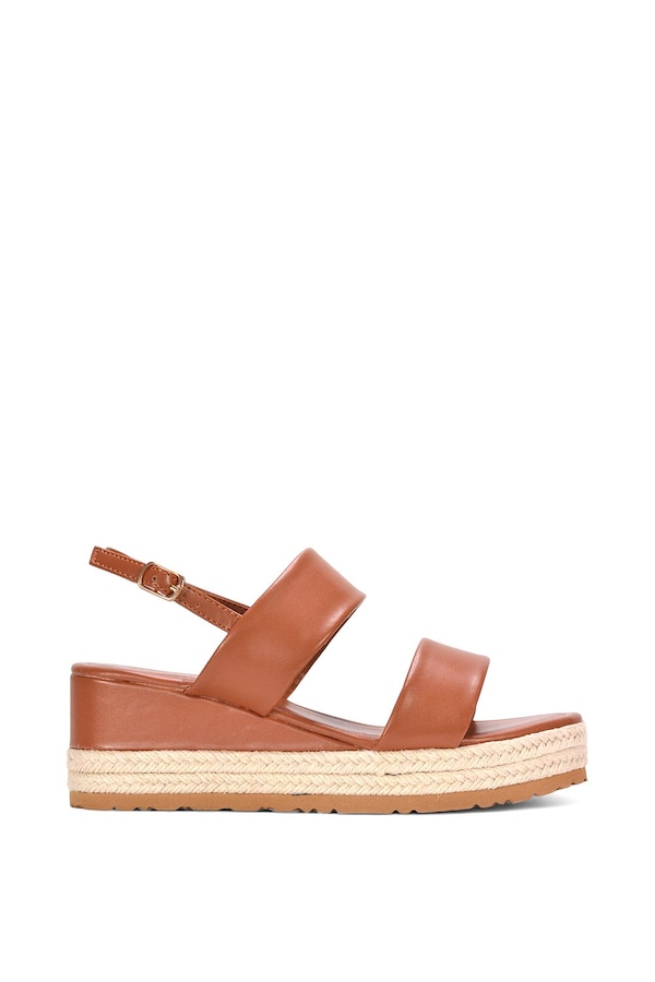 XY London 'Ally' Low Heel Platform Wedge Espadrill Slingback Sandals