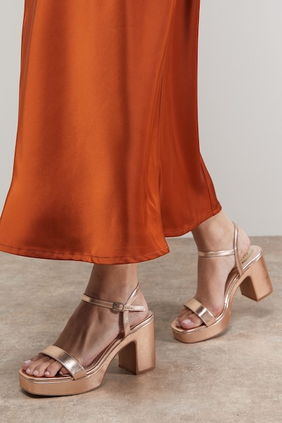 Oasis Maddie Platform High Block Heeled Sandals Rose Gold