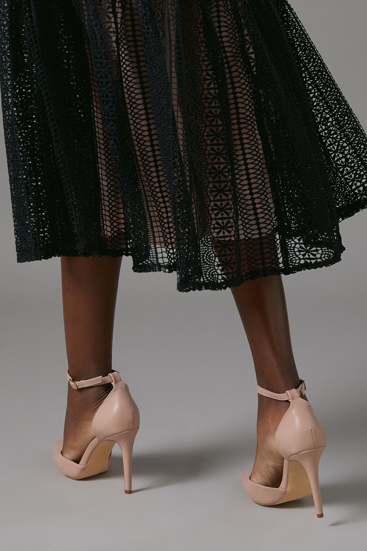 Coast Nautila Faux Leather High Heel Stiletto Open Pointed Court Shoes Blush image 2