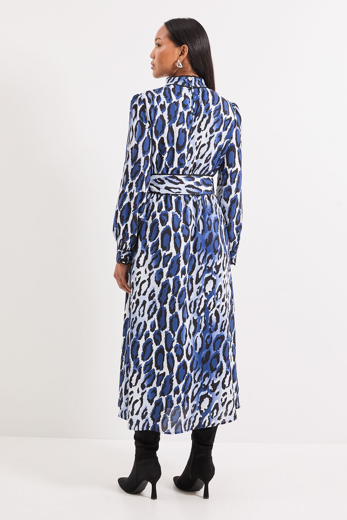 Principles Leopard Print Piping Detail Tie Waist Midi Dress Animal image 3