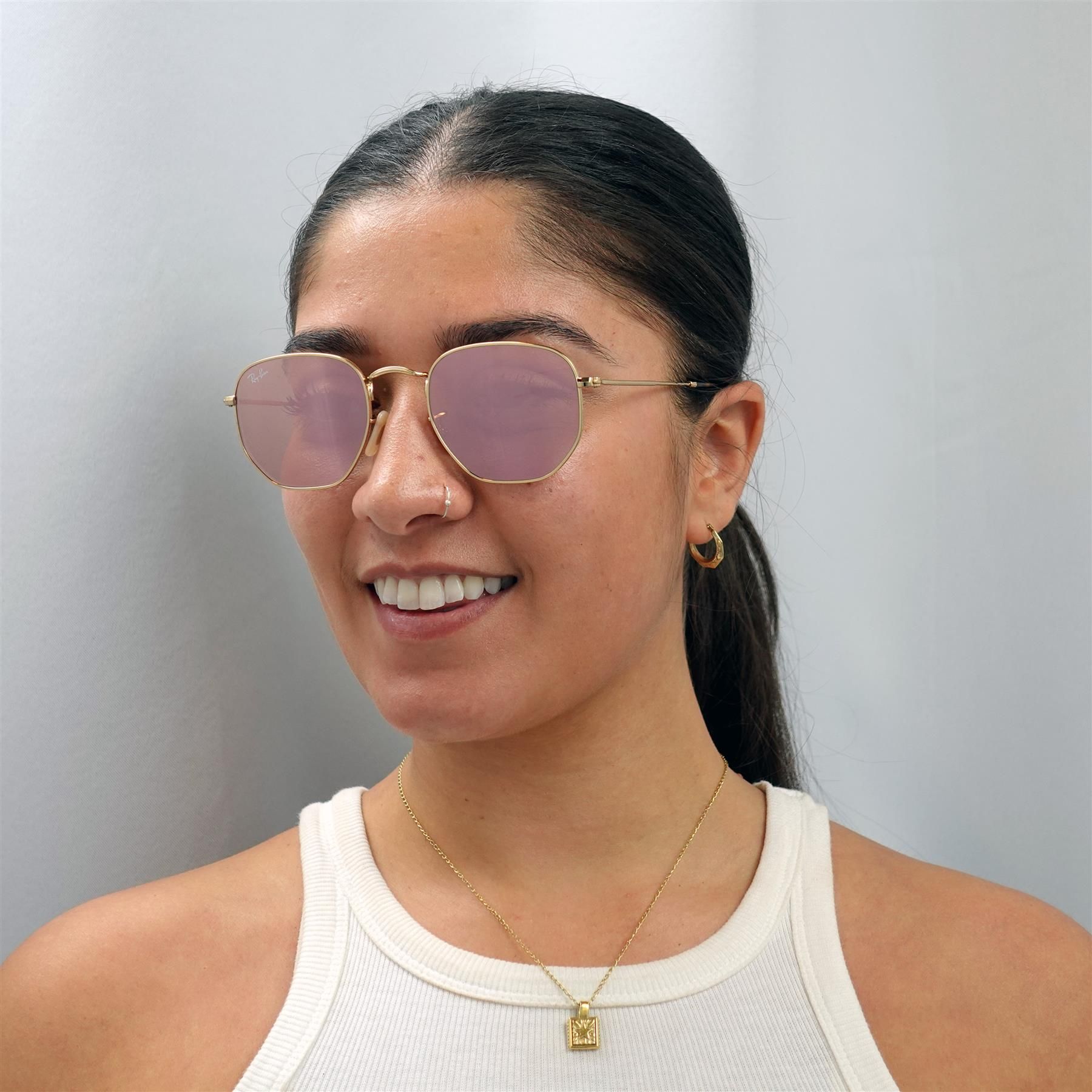 Ray-Ban Square Gold Copper Flash Mirror Sunglasses image 6