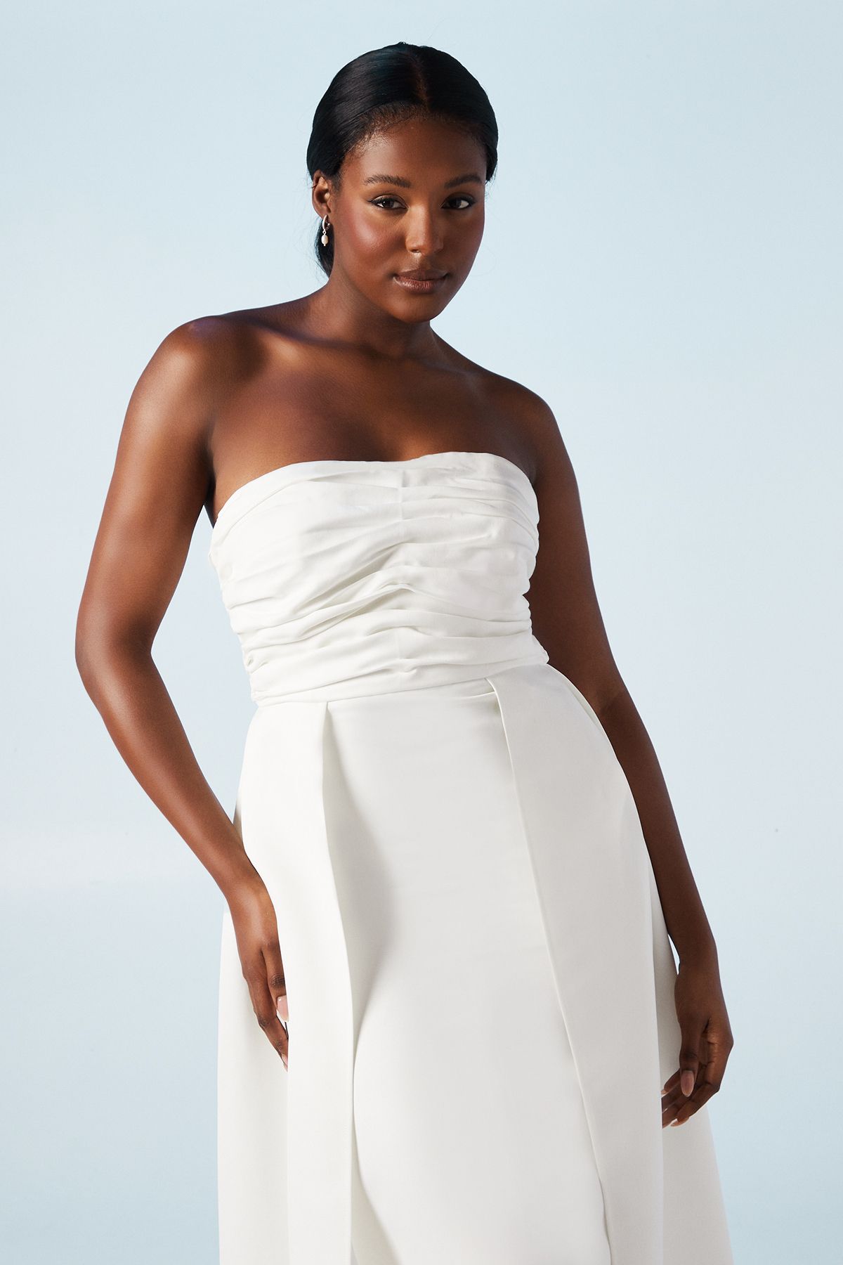 Coast Bandeau Structured Column Wedding Dress with Overskirt Ivory image 5