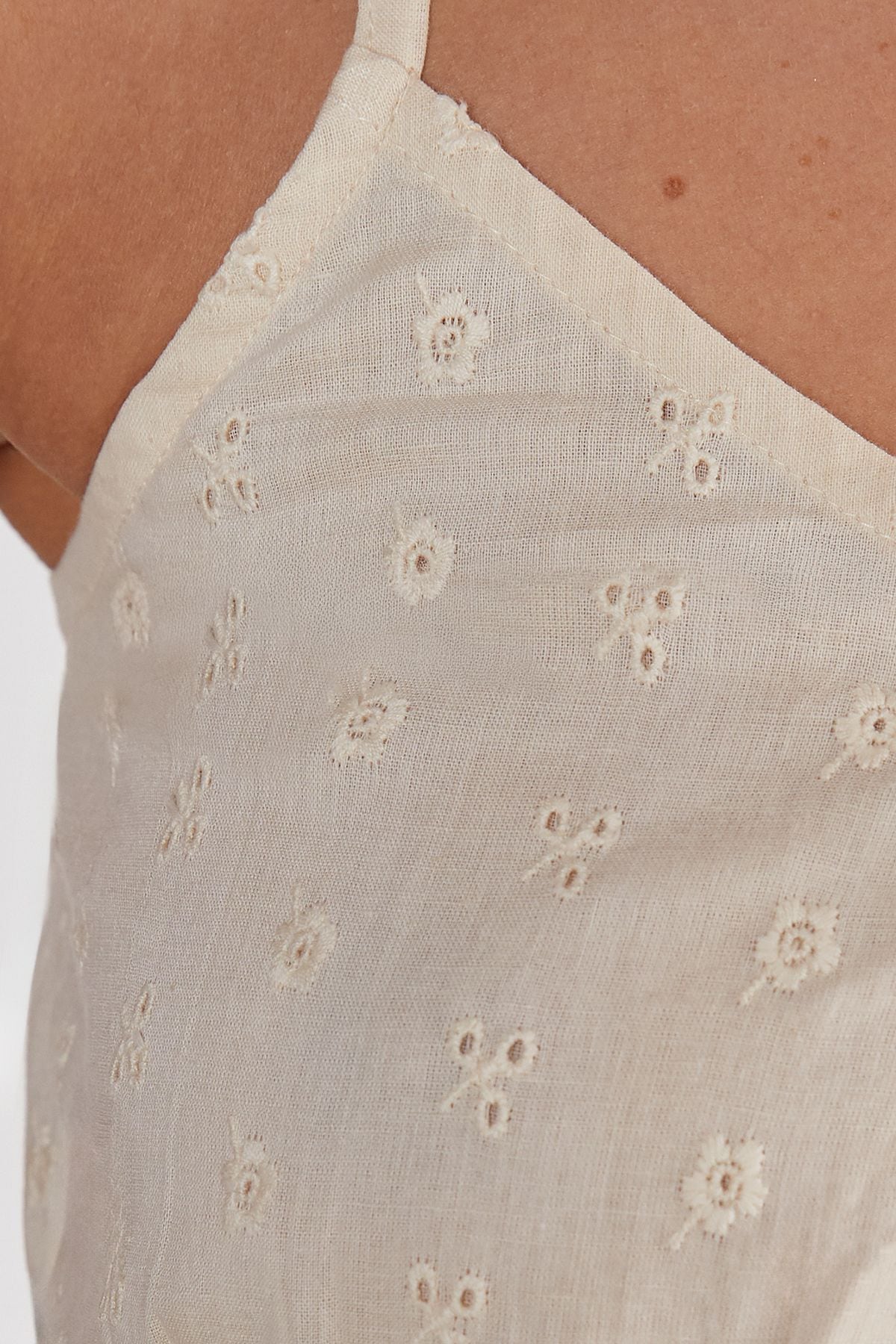 NastyGal Broderie Tie Front Tiered Cami Top Ecru image 5