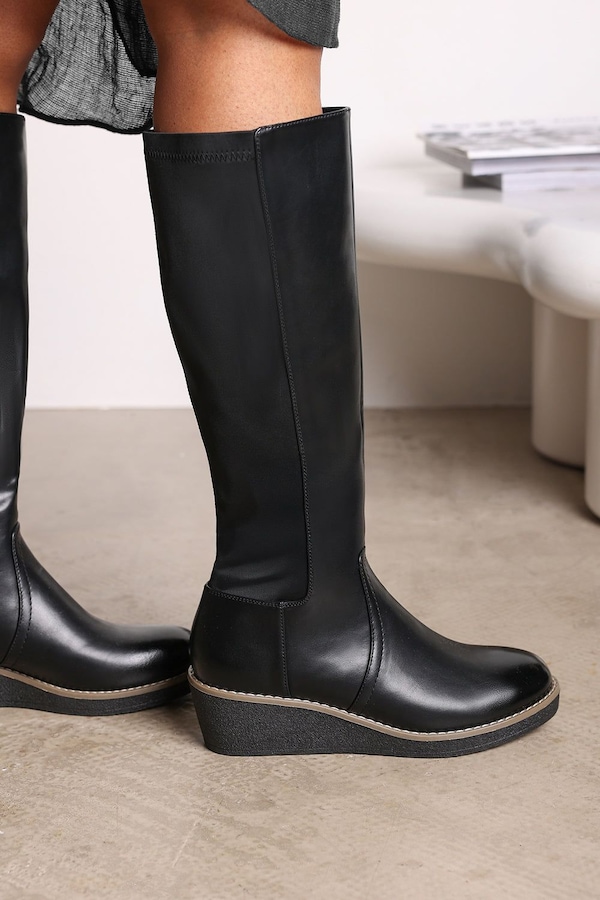 Where's That From 'Livia' Knee High Wedge Boot With Stitch Detail