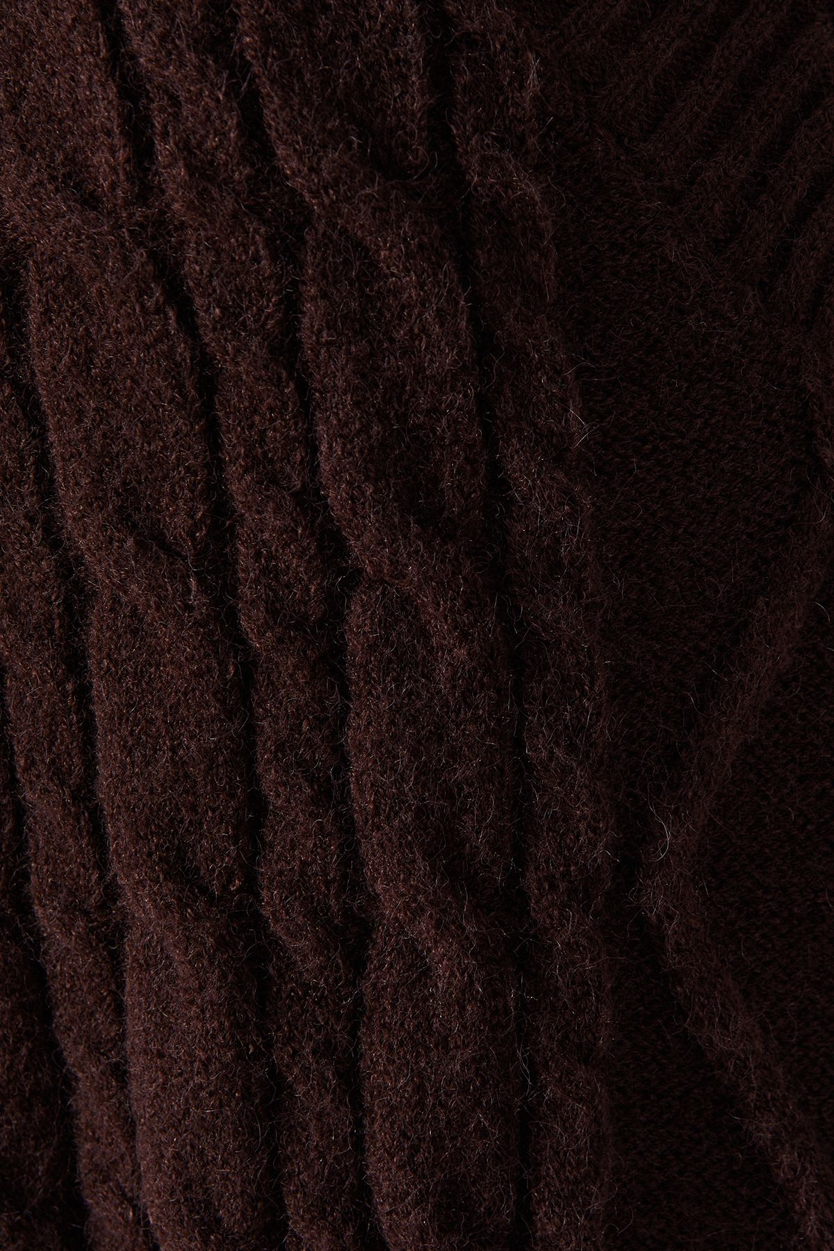 Warehouse Cosy Cable Knit V Neck Maxi Jumper Dress Chocolate image 5