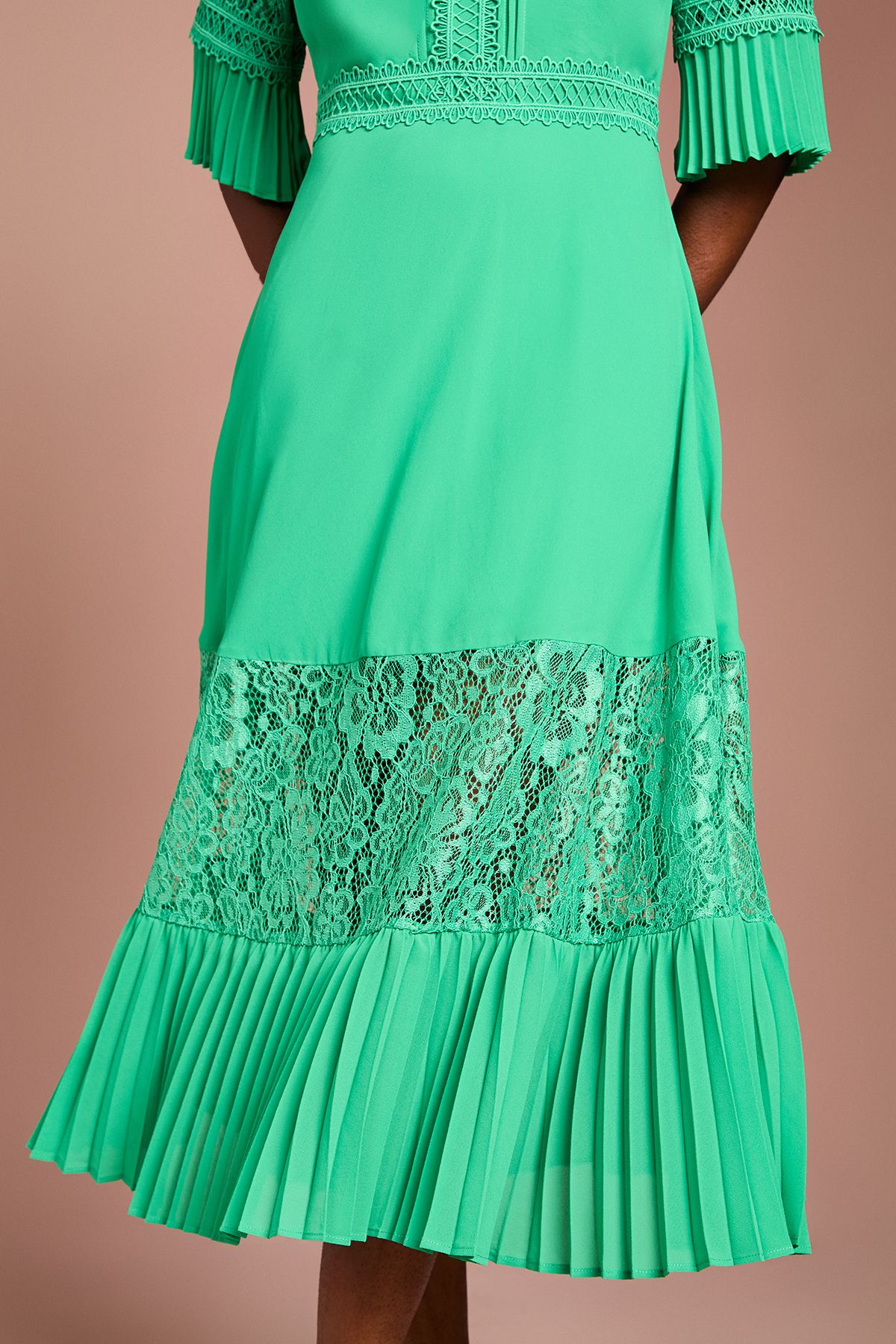 Coast Lace Insert Midi Dress Green image 4