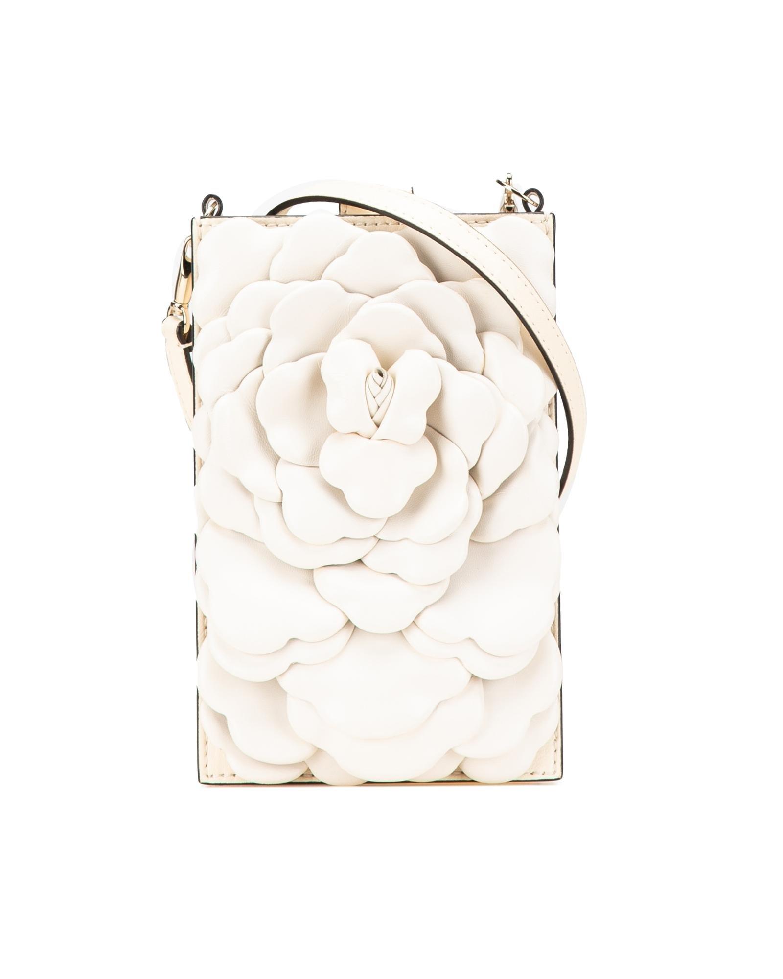 Valentino Preloved Rose Leather Crossbody Bag Wo - White