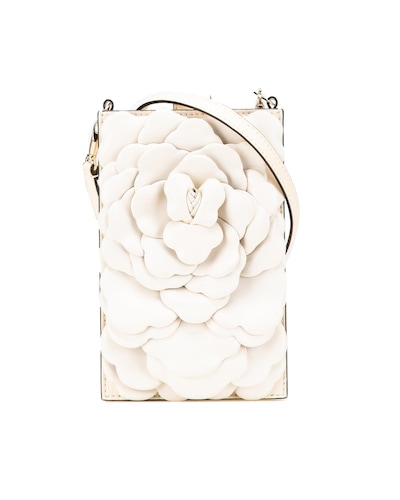 Valentino Preloved Rose Leather Crossbody Bag Wo - White