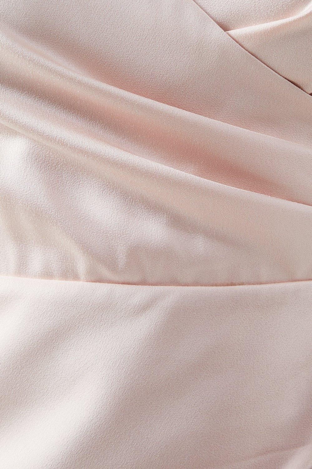 Oasis Ruche Side Strappy Satin Maxi Bridesmaid Dress Blush image 5