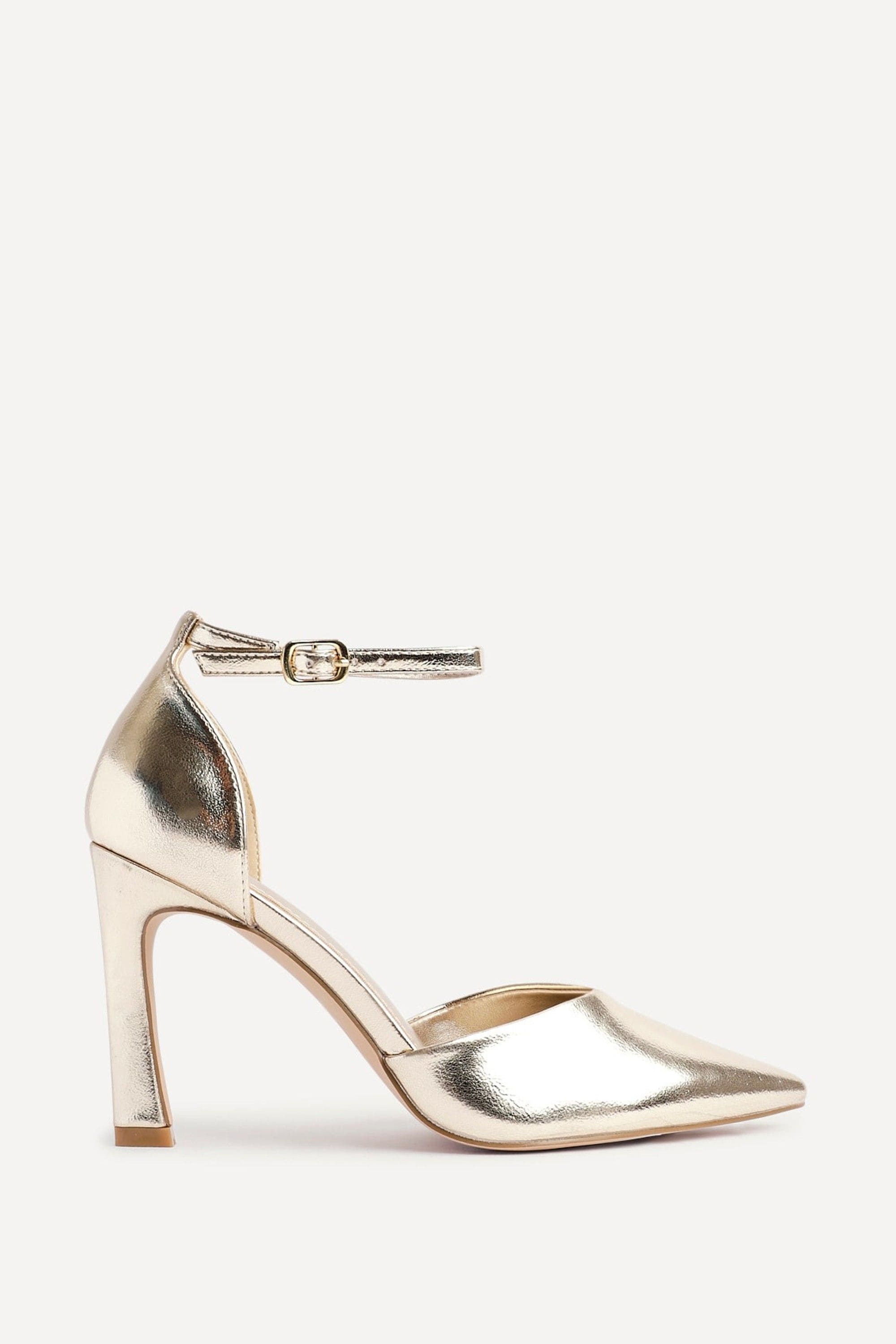 Linzi Moira Gold Faux Leather V Cut Court Heel image 1