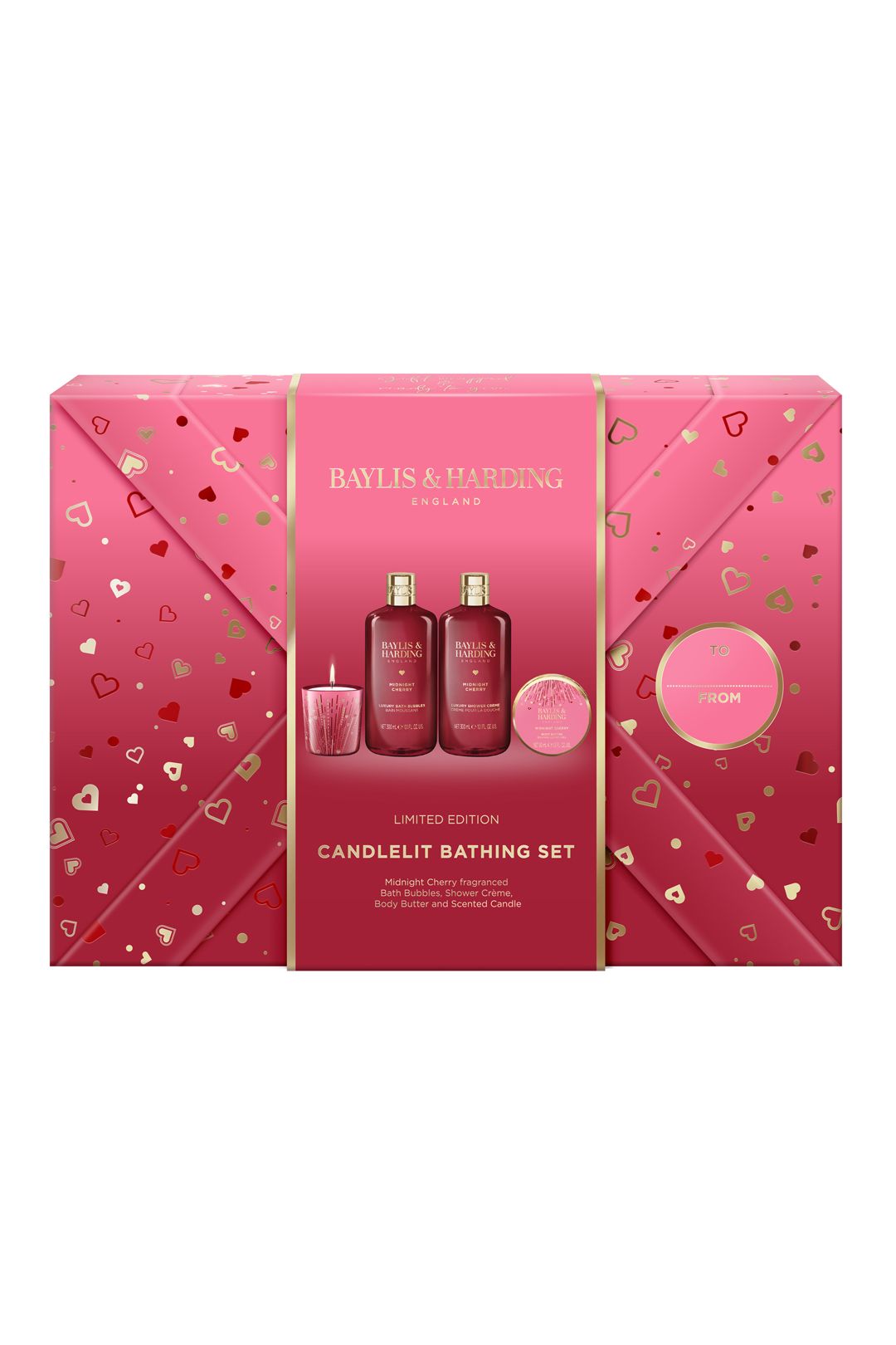 Baylis & Harding Midnight Cherry Gift Wrapped Candlelit Bathing Gift Set Multi image 1