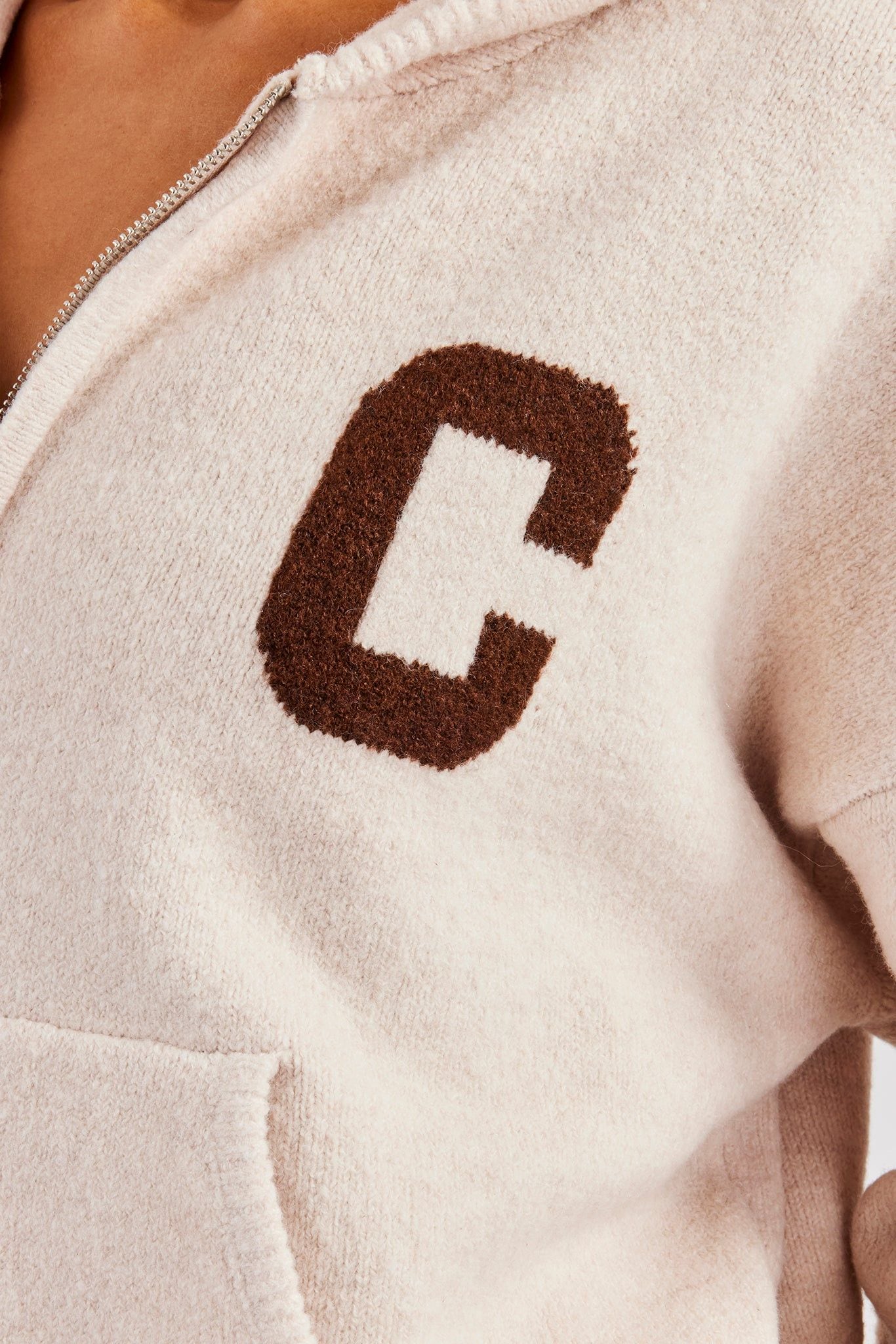 Cernucci Hooded Zip Through Knitted Jumper - Off White image 3