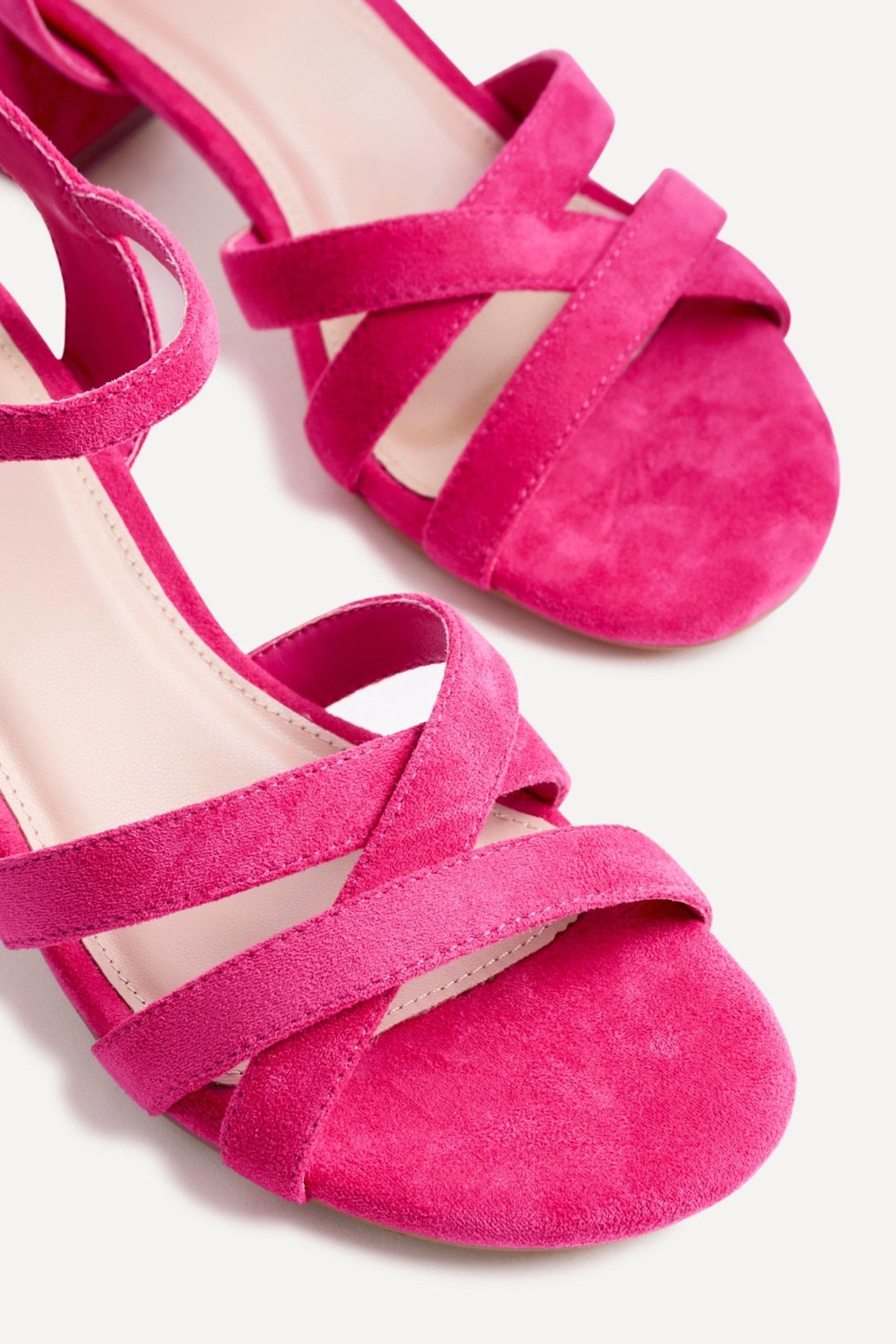 Linzi Flair Hot Pink Faux Suede Heeled Sandals image 4