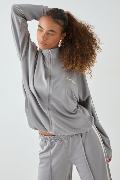 DSGN Studio DSGN Studio Tricot Side Stripe Zip Through Track Jacket Grey