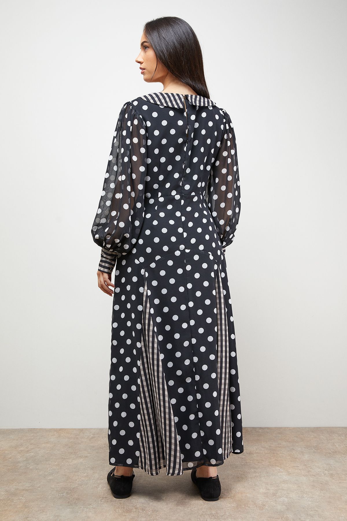 Oasis Statement Collar Long Sleeve Maxi Dress Multi image 3