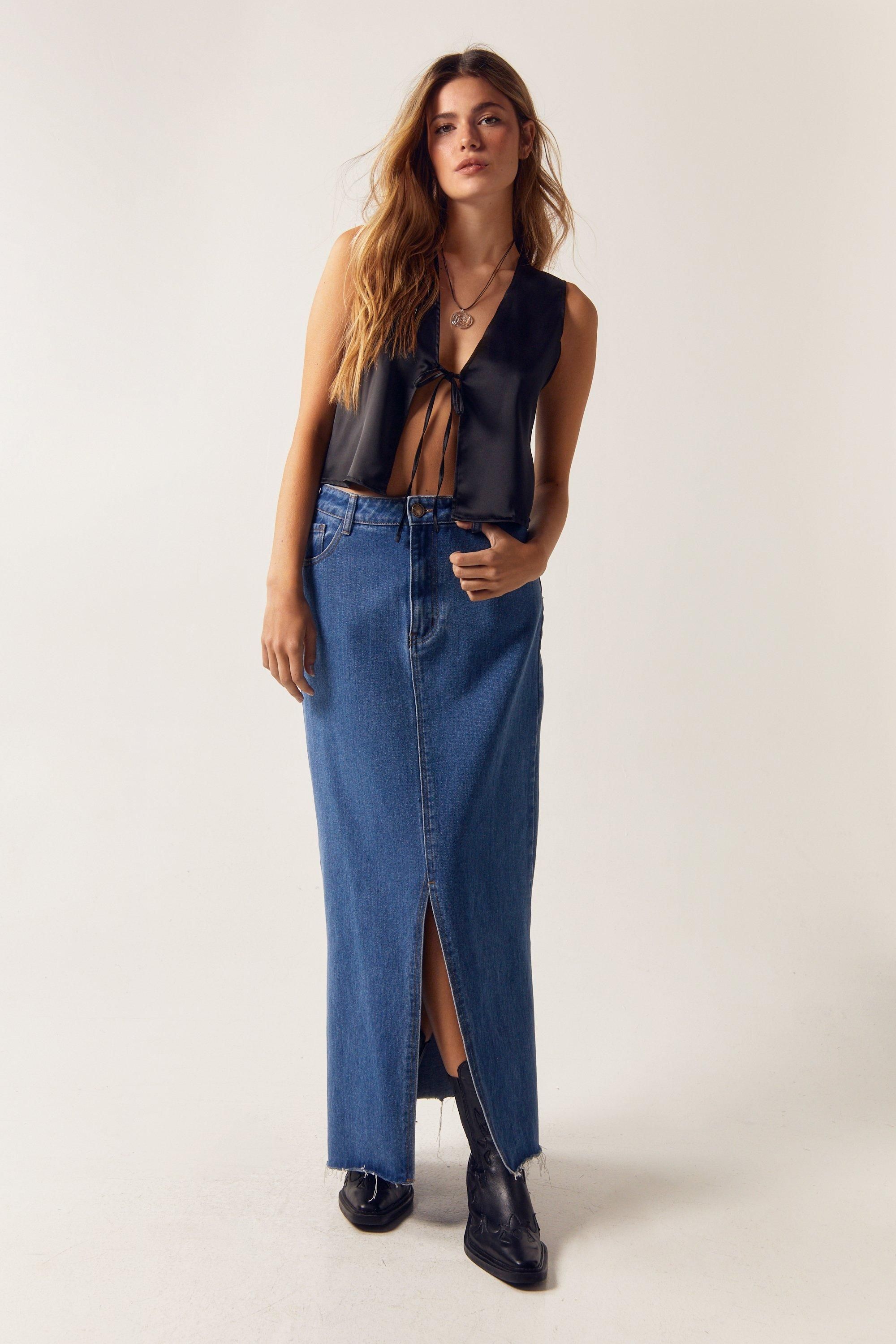 NastyGal Satin Tie Front Vest Black image 2