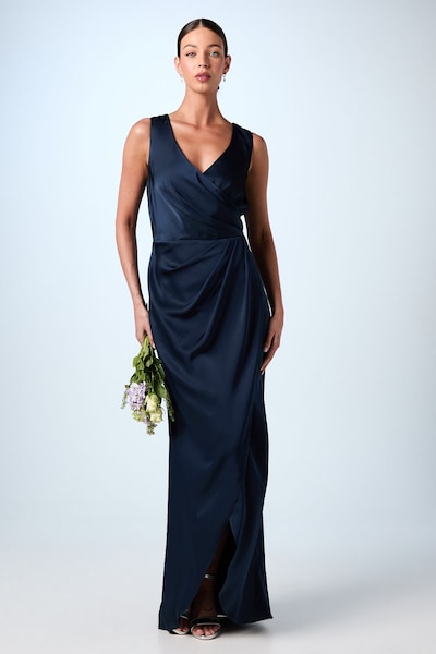 Coast Ruched Waist Detail Satin Bridesmaid Dress Navy