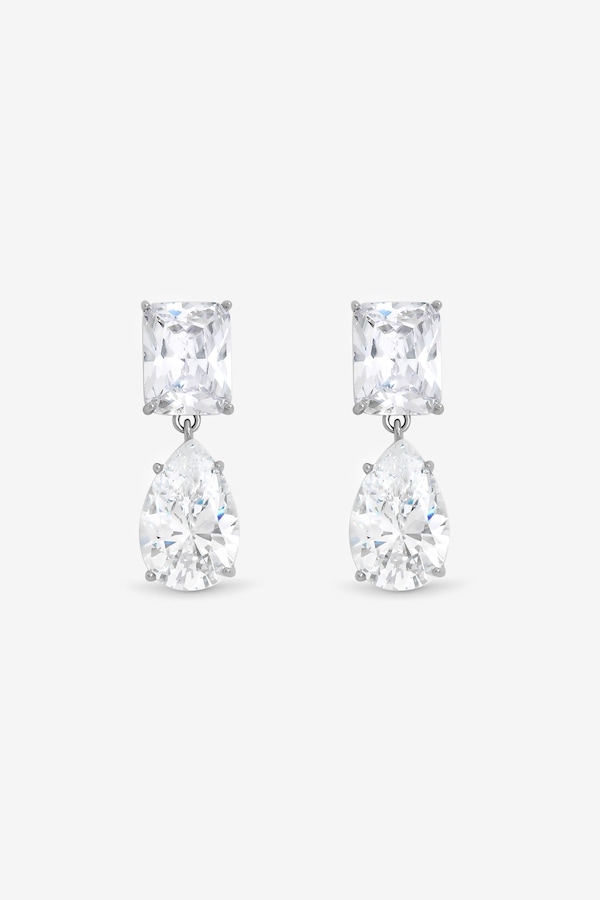 Jon Richard Rhodium Plated Mixed Stone Drop Earrings